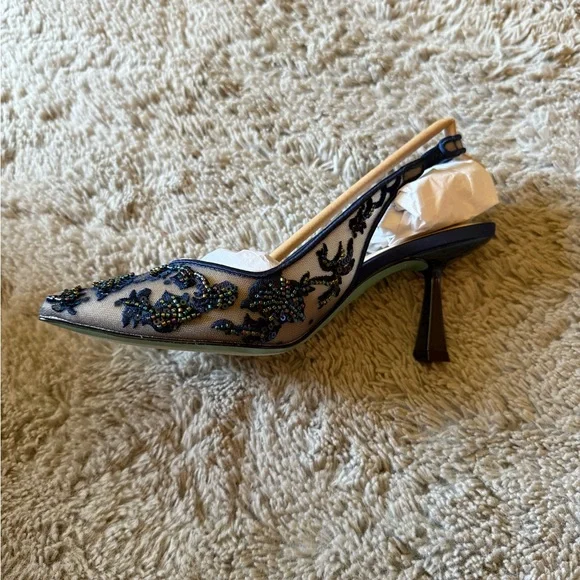NIB Betsey Johnson Navy Nikki Heels in Original Box with all original packaging - Picture 5 of 14